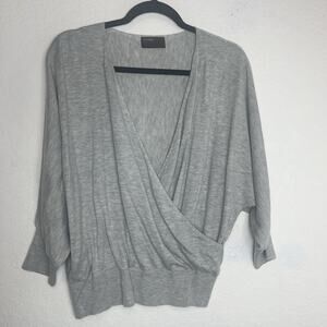 Kerisma Grey Knitted Pullover Sweatshirt crossover 3/4 sleeve Size S/M gray